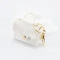 Mini sac à main blanc texture crocodile porte-clés, joli pendentif de sac doré. - Blanc