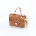 Mini borsa marrone con stampa coccodrillo portachiavi, elegante accessorio ciondolo borsa. - Caffè
