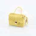 Portachiavi mini borsa con stampa coccodrillo gialla, ciondolo portamonete in pelle. - Giallo