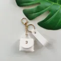 Mini porte-clés sac à main en cuir PU avec lanière accessoires de sac dorés mignons cadeau - Blanc