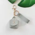 Gris PU cuir mini sac à main porte-clés mignon sac pendentif charme pour clés de voiture cadeaux - Gris