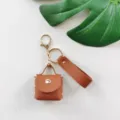 Portachiavi mini borsa in pelle PU marrone cinturino anello accessorio per borsa - Caffè