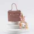 Portachiavi borsa in pelle mini con farfalla carina e ciondolo con lettera per borse - Lettera Q