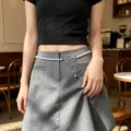 Sweet cool pearl heart metal waist chain, vintage Y2K tassel belt accessory for women - X1120-9
