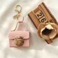 Roze krokodillenpatroon mini tas sleutelhanger draagbare oortelefoon tas mode portemonnee - Roze