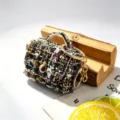 Sac de rangement pour écouteurs en tweed avec mini porte-monnaie et pendentif porte-clés. - Avec Porte-clés / Noir