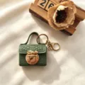 Retro krokodillenpatroon mini slot tas sleutelhanger, draagbare oortelefoon tas en portemonnee. - Legergroen