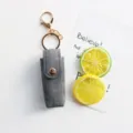Mini étui à rouge à lèvres en jean porte-clés pochette de maquillage mignonne et pratique - Noir