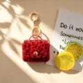 Mini sac en peluche imprimé léopard rouge porte-clés pochette écouteurs variante - Avec Porte-clés / Rouge