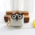 Joli mini sac porte-clés en cuir blanc hibou porte-monnaie avec accessoires dorés. - Avec Porte-clés / Blanc
