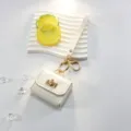 Mini sac de rangement pour écouteurs en cuir blanc porte-clés élégant porte-monnaie - Blanc