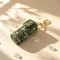 Vintage groen tweed lipstick etui met gouden sleutelhanger chique tas accessoire - Groen