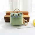 Schattige uil leer oortelefoon tas sleutelhanger mini muntbeurs, groene dieren hanger. - Groen