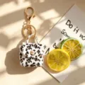 Luipaard pluche mini tas sleutelhanger met gouden hardware, schattige tas hanger. - Wit