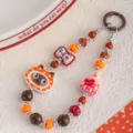 Cute cat beaded phone charm strap sweet kawaii bag pendant trendy kawaii accessories aesthetic - Orange-Yellow