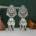 Boucles d'oreilles pendantes bohèmes ethniques style Jhumka gland pièce argent ancien - Boucles d'Oreilles Tassel Vintage (S4992-2)