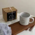 White matte ceramic coffee mug with cute dog graphic and drink more water text 320ml - 320ml / White Puppy