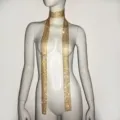 Collar largo de bufanda de diamantes de imitación dorados brillante cristal choker fiesta - 160cm / Dorado
