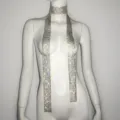 Bufanda de malla con diamantes de imitación brillante collar de festival plateado chic - 160cm / Plateado