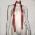 Bufanda de malla de diamantes de imitación rojos collar de lentejuelas brillante para fiesta - 160cm / Rojo