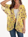 Women Summer Floral Print Chiffon Kimono Cardigan Casual Beach Sun Protection Cover Up Top - S / Tops / Yellow Floral