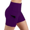 High waist purple yoga shorts for women with side pocket activewear variant fitness gym apparel - S / Bottoms / Deep purple