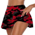 Faldapantalón deportivo de camuflaje rojo para mujer, faja short de dos piezas para verano. - Camuflaje Rojo