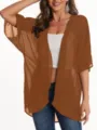Womens brown sheer chiffon kimono cardigan cover up lightweight summer beachwear top. - S / Tops / Coffee
