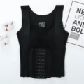 Camiseta moldeadora sin costuras negra con almohadillas, corsé reductor para mujer. - M / Tops / Negro