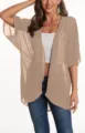 Sheer chiffon kimono cardigan, lightweight sun protection beach cover up top for summer. - S / Tops / Brown