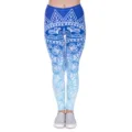 Vrouwen Blauw Mandala Print Yoga Leggings Slank Fitness Training Sportkleding Broek - Blauw Wit Verloop Mandala