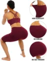 Women athletic sports bra and shorts matching set for yoga fitness workout activewear. - Burgundy