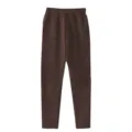 Back detail view of casual fleece-lined solid brown sweatpants featuring a convenient back pocket. - Brown