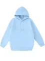 Light blue solid color hooded sweatshirt with pet pouch pocket, casual loose pullover top. - Light Blue