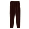Dark brown fleece-lined sweatpants for men and women with drawstring waist and pockets. - Coffee