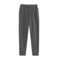 Casual fleece-lined sweatpants with drawstring waist and pockets, comfortable daily wear. - Dark Gray