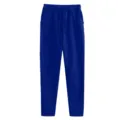 Detailed view of the blue casual sweatpants with drawstring and pockets for daily wear. - Blue