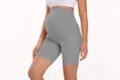 Grey high waist maternity yoga shorts, comfortable belly support fitness activewear for pregnant women - S / Bottoms / Light Gray