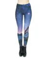 Vrouwen melkweg sterrenhemel berg print slanke getailleerde vrijetijds yoga leggings broek. - Sterrenhemel & Besneeuwde Bergen