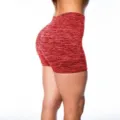 Women red marled high waist butt lifting yoga shorts fitness sportswear variant item - Red 252