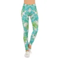 Dames groene tropische bladeren print sport yoga leggings slanke casual fitness broek stretch - Groen & Wit Palmbladeren
