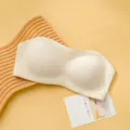 Summer thin strapless ice silk bra anti-slip backless seamless tube top invisible bra - L / Cream