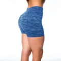 High waist scrunch butt yoga shorts for women, blue marl fitness activewear athletic shorts. - Blue Gold