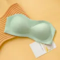 Summer thin strapless ice silk bra anti-slip backless seamless tube top push up lingerie top - L / Light Green