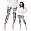 Dames mode casual zwart wit boomprint slim stretch legging voor dagelijks gebruik en yoga. - Zwart & Wit Bos Takken