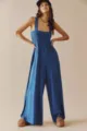 Damen ärmelloser Bandeau lässiger Jumpsuit mit weitem Bein Sommer Mode Outfit neu - S / Blau