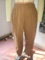 Damen bequeme Jogginghose mit Bündchen und dicke einfarbige Hosen für den täglichen Sport - S / Braun Fleece Gefüttert