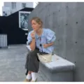 Mujer camisa azul claro manga abullonada lazo dulce cuello redondo top tendencia - S / Azul cielo