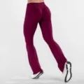 High-waisted seamless flare yoga pants in wine red, butt-lifting athletic fitness leggings. - XS / Burgundy