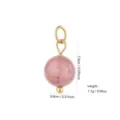 Natural stone round bead pendant with 18k gold plated loop accessory, jewelry DIY detail view. - Rose Quartz Bead Pendant Style (PJ932)